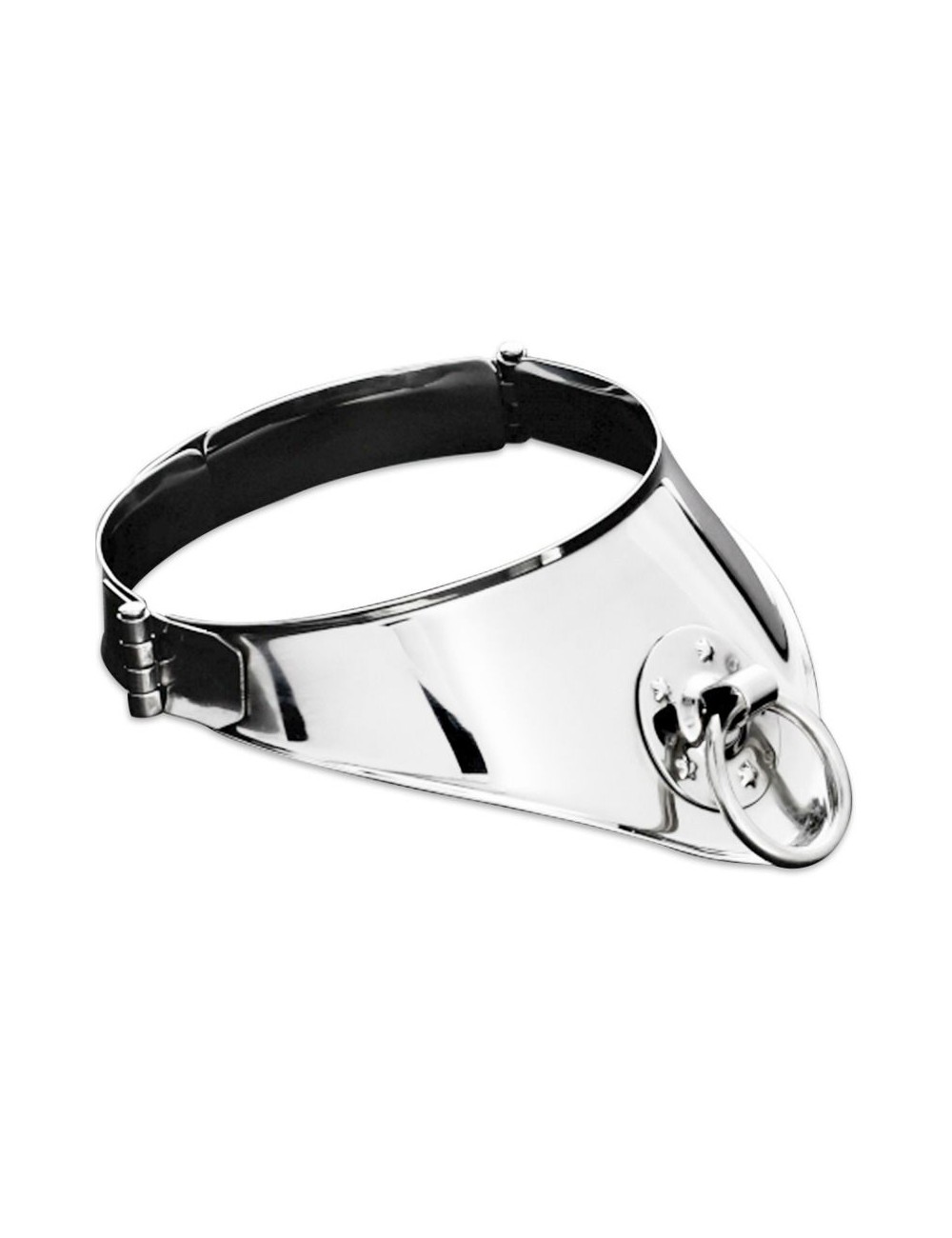 METAL HARD - RESTRAINT COLLAR WITH RING AND PADLOCK 12.5 CM METAL HARD - RESTRAINT COLLAR WITH RING AND PADLOCK 12.5 CM