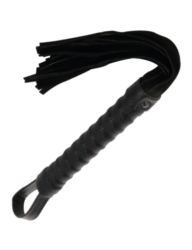 DARKNESS - BLACK BONDAGE WHIP WITH LEATHER HANDLE