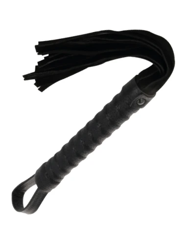 DARKNESS - BLACK BONDAGE WHIP WITH LEATHER HANDLE