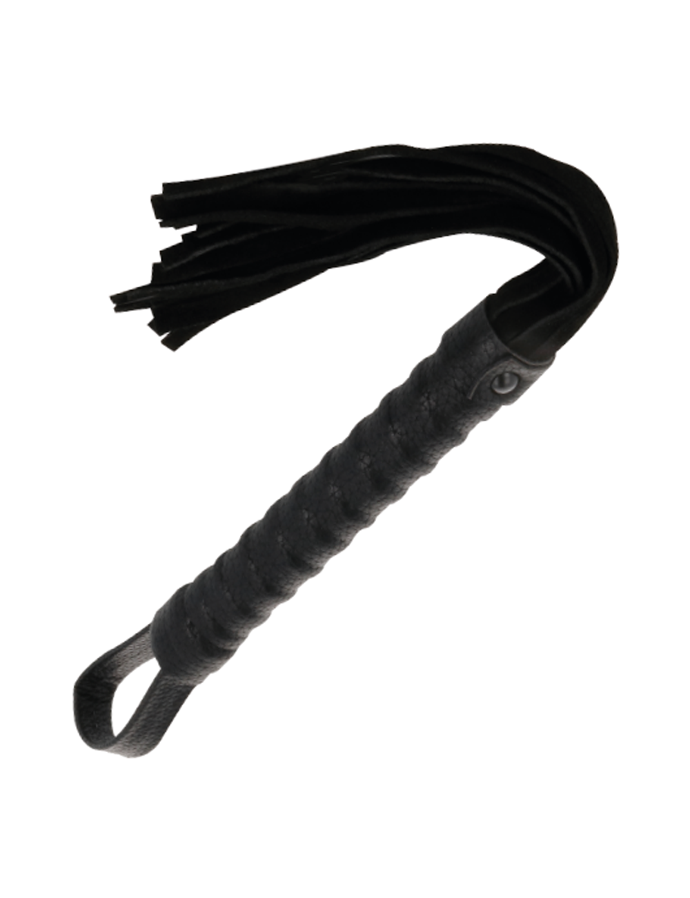DARKNESS - BLACK BONDAGE WHIP WITH LEATHER HANDLE