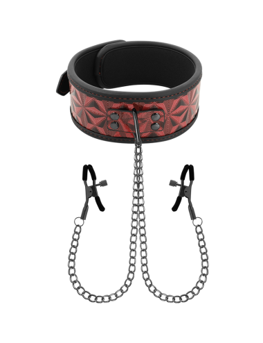 BEGME - RED EDITION COLLAR WITH NIPPLE CLAMPS WITH NEOPRENE LINING