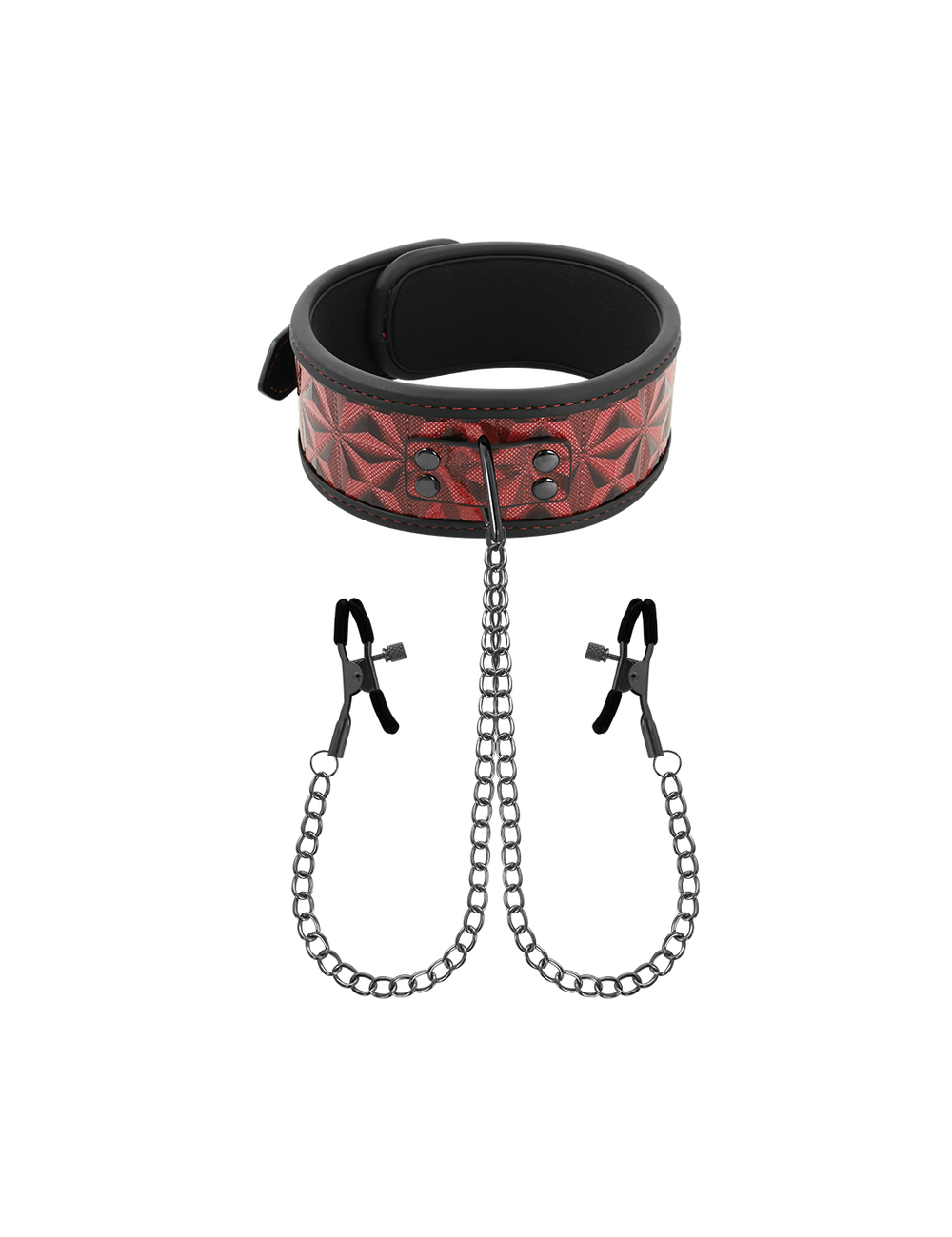 BEGME - RED EDITION COLLAR WITH NIPPLE CLAMPS WITH NEOPRENE LINING