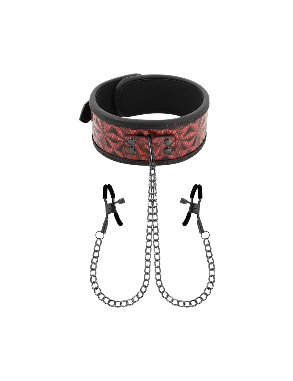 BEGME - RED EDITION COLLAR WITH NIPPLE CLAMPS WITH NEOPRENE LINING BEGME - RED EDITION COLLAR WITH NIPPLE CLAMPS WITH NEOPRENE LINING
