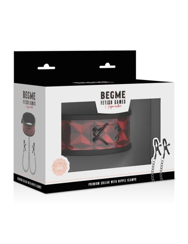 BEGME - RED EDITION COLLAR WITH NIPPLE CLAMPS WITH NEOPRENE LINING