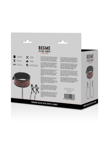 BEGME - RED EDITION COLLAR WITH NIPPLE CLAMPS WITH NEOPRENE LINING