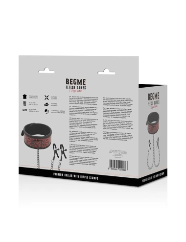 BEGME - RED EDITION COLLAR WITH NIPPLE CLAMPS WITH NEOPRENE LINING