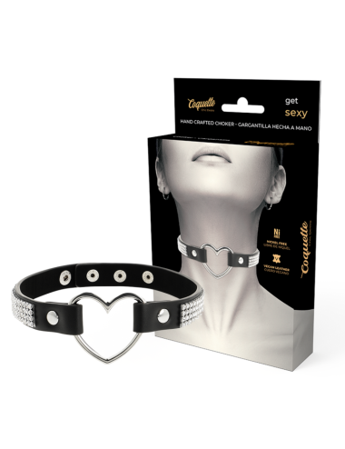 COQUETTE CHIC DESIRE - VEGAN LEATHER CHOKER WITH HEART