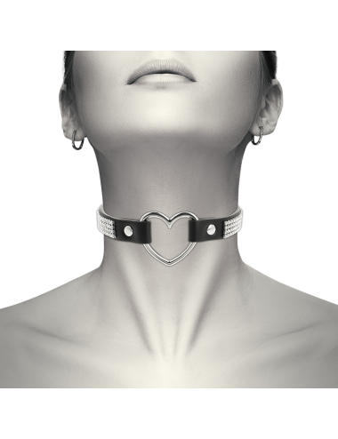COQUETTE CHIC DESIRE - VEGAN LEATHER CHOKER WITH HEART
