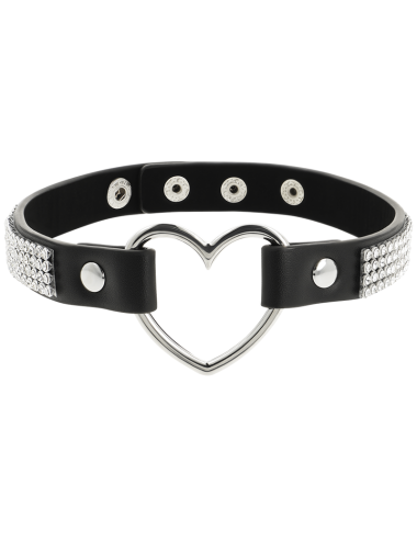 COQUETTE CHIC DESIRE - VEGAN LEATHER CHOKER WITH HEART