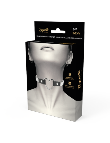 COQUETTE CHIC DESIRE - VEGAN LEATHER CHOKER WITH HEART