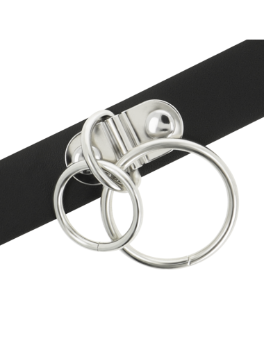 COQUETTE CHIC DESIRE - DOUBLE RING VEGAN LEATHER CHOKER
