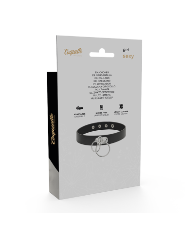 COQUETTE CHIC DESIRE - DOUBLE RING VEGAN LEATHER CHOKER