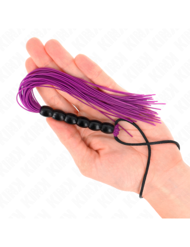 KINK - MINI SILICONE WHIP WITH 6 PURPLE BEADS 26 CM