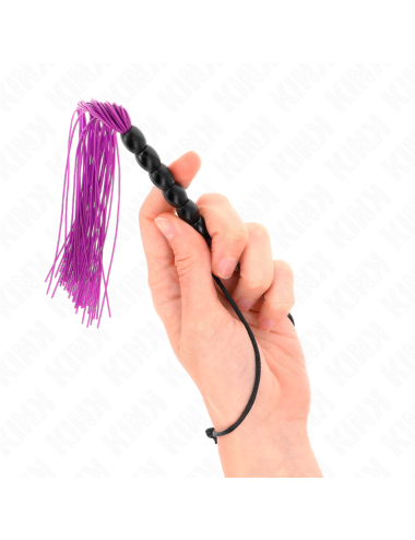 KINK - MINI SILICONE WHIP WITH 6 PURPLE BEADS 26 CM