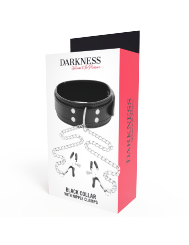 DARKNESS - COLLAR WITH NIPPLE CLAMPS BLACK