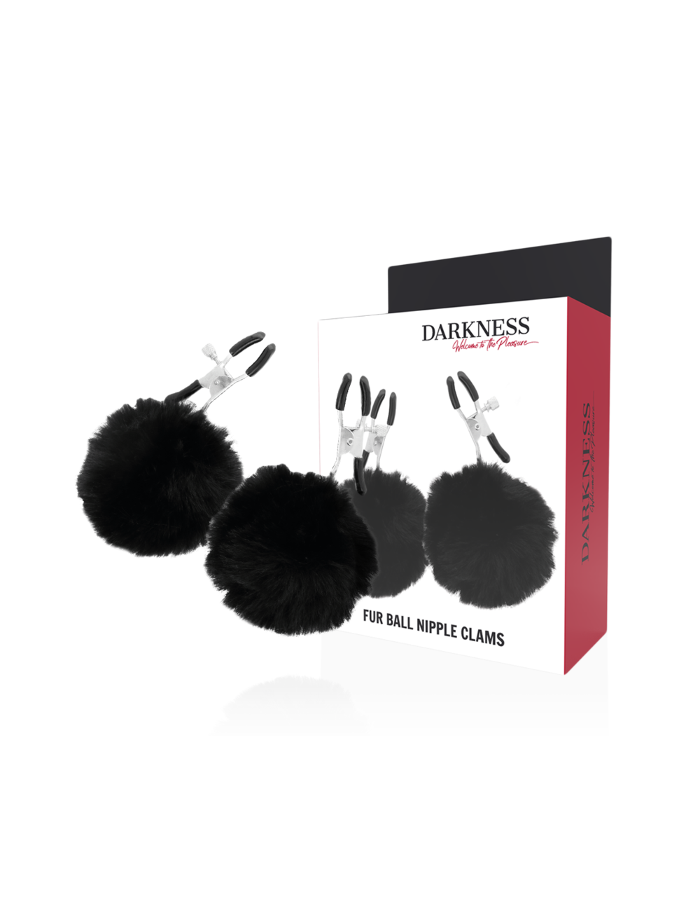 DARKNESS - NIPPLE CLAMPS WITH POM POMS 1 DARKNESS - NIPPLE CLAMPS WITH POM POMS 1