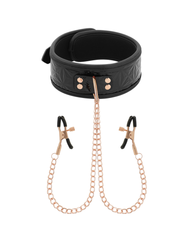BEGME - BLACK EDITION COLLAR WITH NIPPLE CLAMPS WITH NEOPRENE LINING