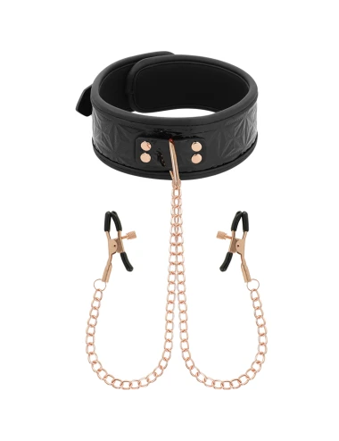 BEGME - BLACK EDITION COLLAR WITH NIPPLE CLAMPS WITH NEOPRENE LINING
