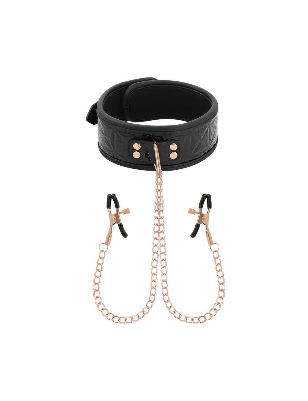 BEGME - BLACK EDITION COLLAR WITH NIPPLE CLAMPS WITH NEOPRENE LINING