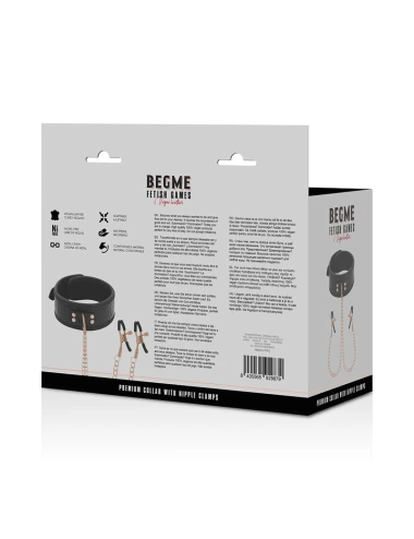BEGME - BLACK EDITION COLLAR WITH NIPPLE CLAMPS WITH NEOPRENE LINING