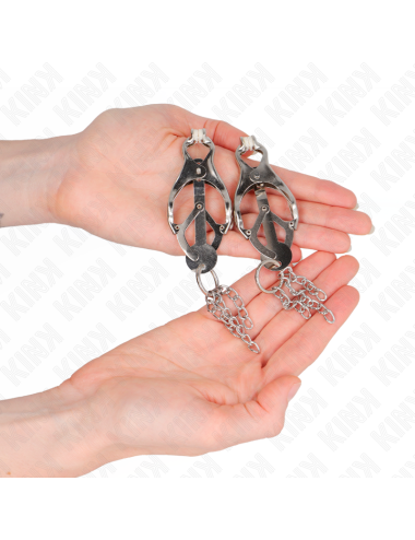 KINK - JAPANESE CLOVER NIPPLE CLAMPS WITH LITTLE CHAINS SILVER