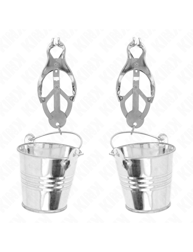 KINK - JAPANESE CLOVER NIPPLE CLAMPS WITH BUCKETS SILVER