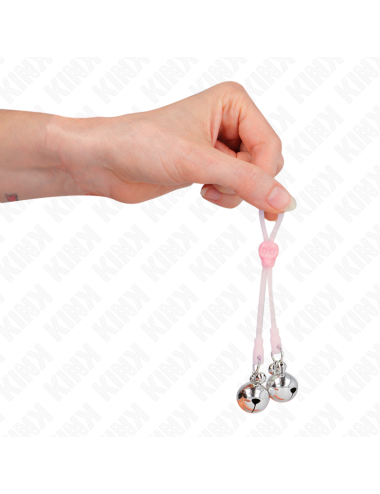 KINK - LUMINOUS SKULL NIPPLE CLAMPS WITH RING BELLS ADJUSTABLE PINK / SILVER