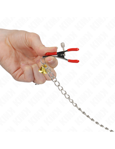 KINK - BELL TRIPLE NIPPLE AND CLIT CLAMPS RED WITH CHAIN 30 CM