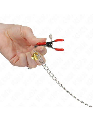 KINK - BELL TRIPLE NIPPLE AND CLIT CLAMPS RED WITH CHAIN 30 CM