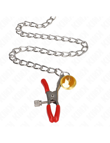 KINK - BELL TRIPLE NIPPLE AND CLIT CLAMPS RED WITH CHAIN 30 CM