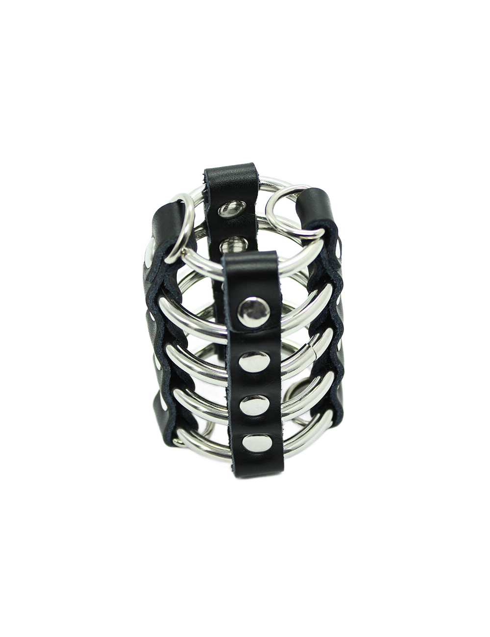 OHMAMA FETISH - PENIS CAGE WITH METAL RINGS AND LEATHER STRAPS OHMAMA FETISH - PENIS CAGE WITH METAL RINGS AND LEATHER STRAPS