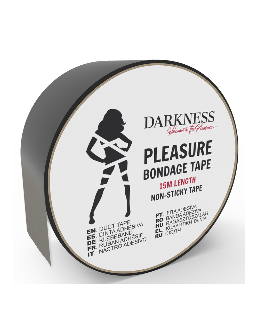 DARKNESS - NON-STICKY BLACK BONDAGE TAPE 15M DARKNESS - NON-STICKY BLACK BONDAGE TAPE 15M