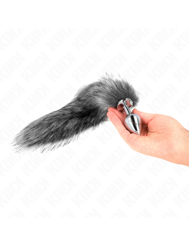 KINK - ANAL PLUG SIZE M 8 X 3.5 CM WITH SYNTHETIC TAIL 40 CM GREY
