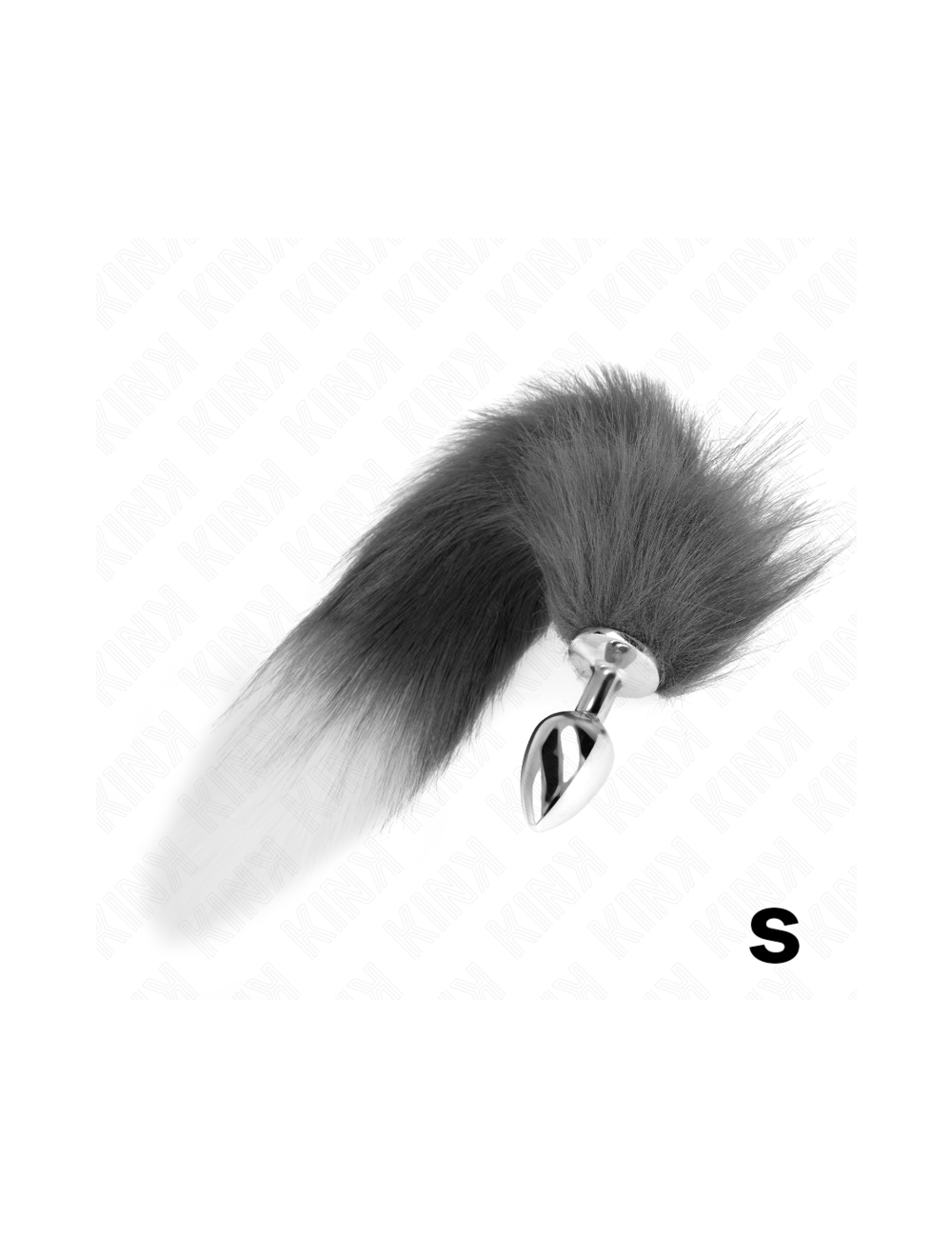 KINK - ANAL PLUG SIZE S 7 X 3 CM WITH SYNTHETIC TAIL 40 CM GREY AND WHITE
