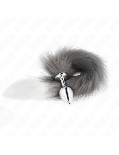 KINK - ANAL PLUG SIZE M 8 X 3.5 CM WITH SYNTHETIC TAIL 40 CM GREY AND WHITE