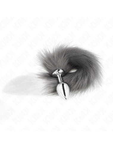 KINK - ANAL PLUG SIZE M 8 X 3.5 CM WITH SYNTHETIC TAIL 40 CM GREY AND WHITE