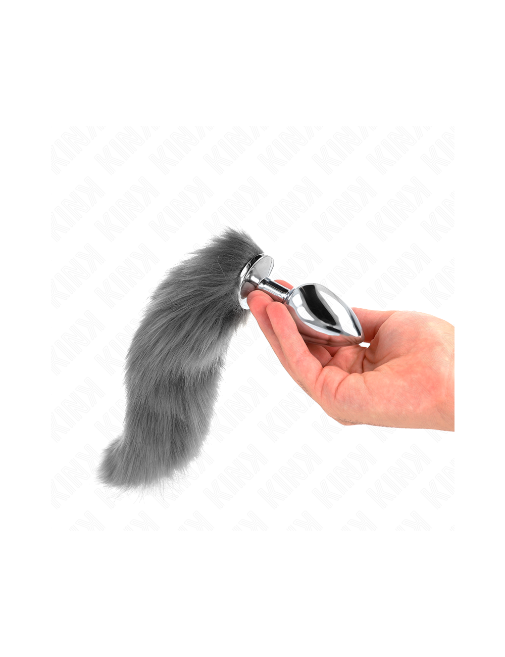 KINK - ANAL PLUG SIZE L 10 X 4 CM WITH SYNTHETIC TAIL 40 CM GREY AND WHITE
