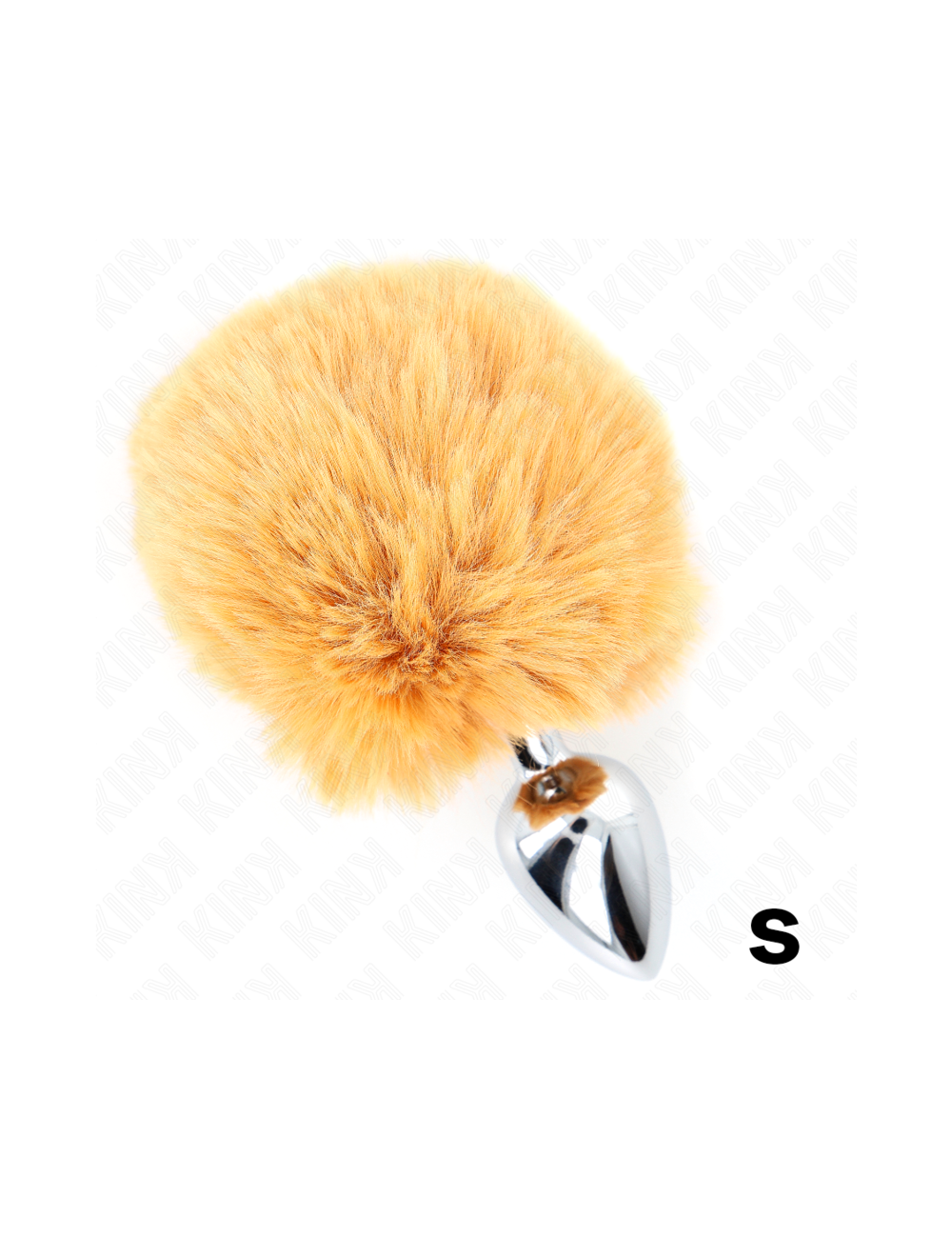 KINK - STAINLESS STEEL PLUG 7 x 3 CM WITH BEIGE FAUX FUR RABBIT TAIL 8 CM