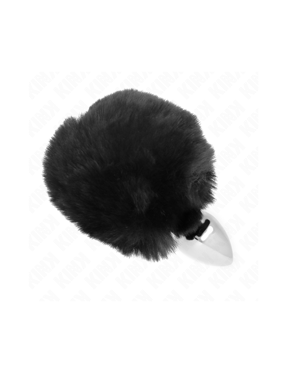 KINK - STAINLESS STEEL PLUG 7 x 3 CM WITH BLACK FAUX FUR RABBIT TAIL 8 CM