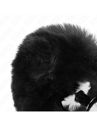 KINK - STAINLESS STEEL PLUG 7 x 3 CM WITH BLACK FAUX FUR RABBIT TAIL 8 CM