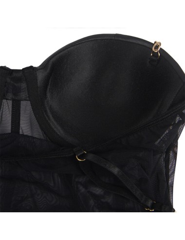SUBBLIME - BLACK CHAIN SUSPENDERS BODYSUIT S/M