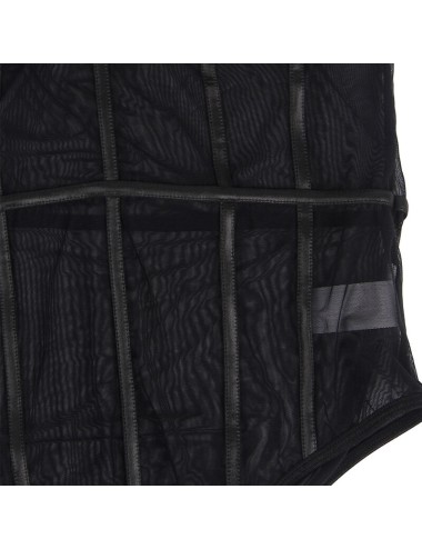 SUBBLIME - BLACK CHAIN SUSPENDERS BODYSUIT S/M