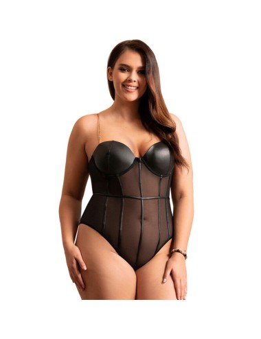 SUBBLIME - BLACK CHAIN SUSPENDERS BODYSUIT L/XL