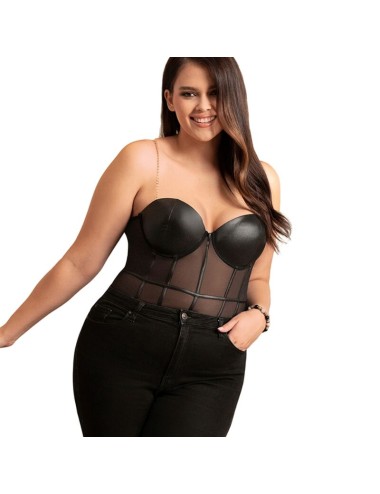 SUBBLIME - BLACK CHAIN SUSPENDERS BODYSUIT L/XL