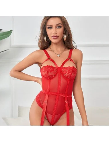 SUBBLIME - TEDDY WITH GARTER STRAP DETAIL CHEST RED S/M