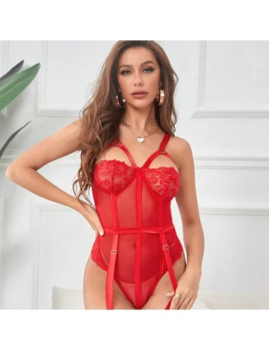 SUBBLIME - TEDDY WITH GARTER STRAP DETAIL CHEST RED S/M