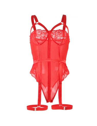 SUBBLIME - TEDDY WITH GARTER STRAP DETAIL CHEST RED L/XL