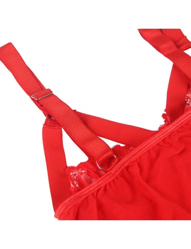 SUBBLIME - TEDDY WITH GARTER STRAP DETAIL CHEST RED L/XL
