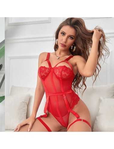 SUBBLIME - TEDDY WITH GARTER STRAP DETAIL CHEST RED L/XL