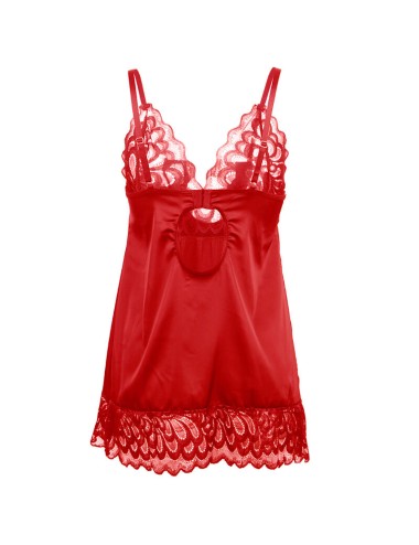SUBBLIME - SATIN BABYDOLL WITH LACE RED S/M